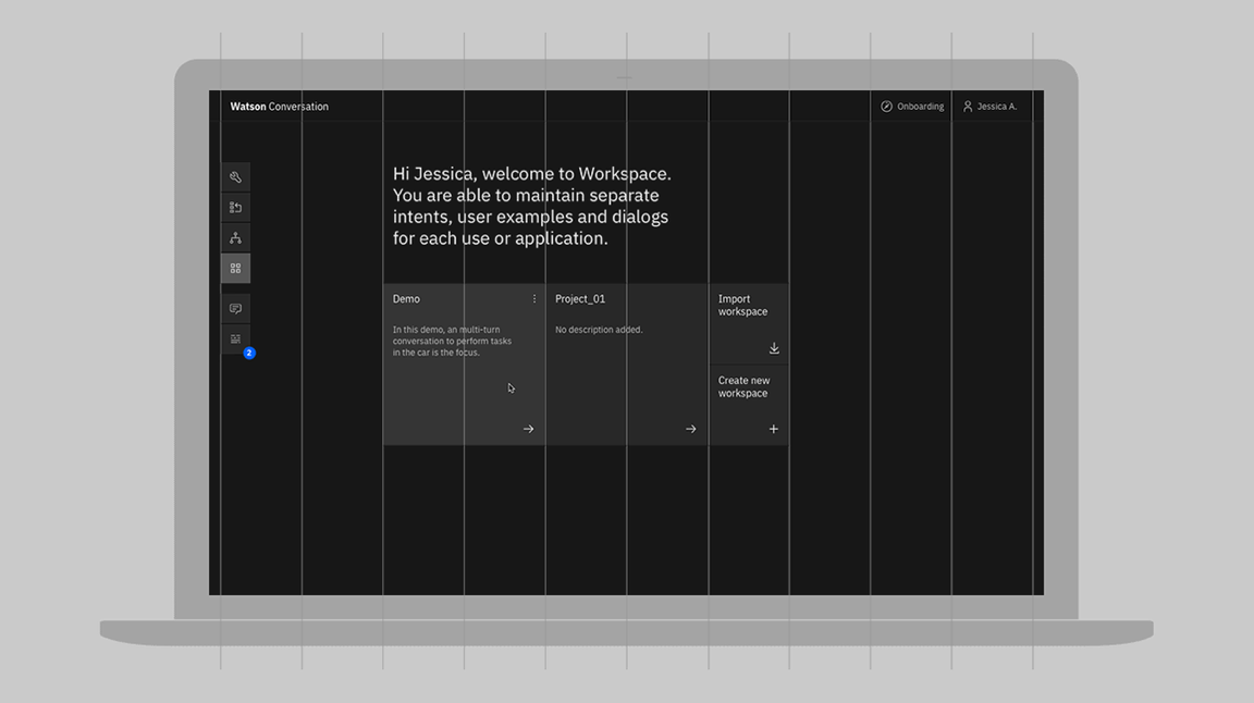 Watson Chatbot screen showing 2x Grid